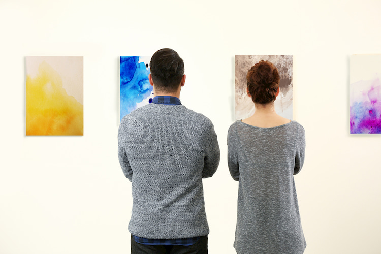 Group viewing art at a museum