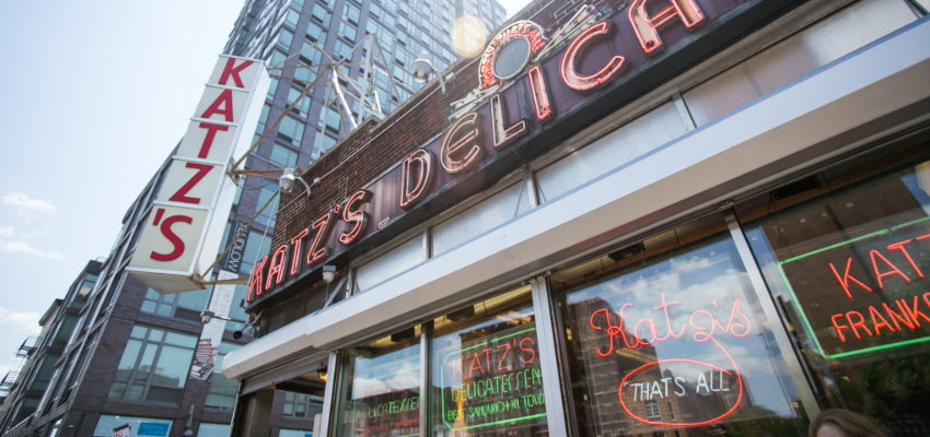 exterior of Katz Delicatessen in New York City