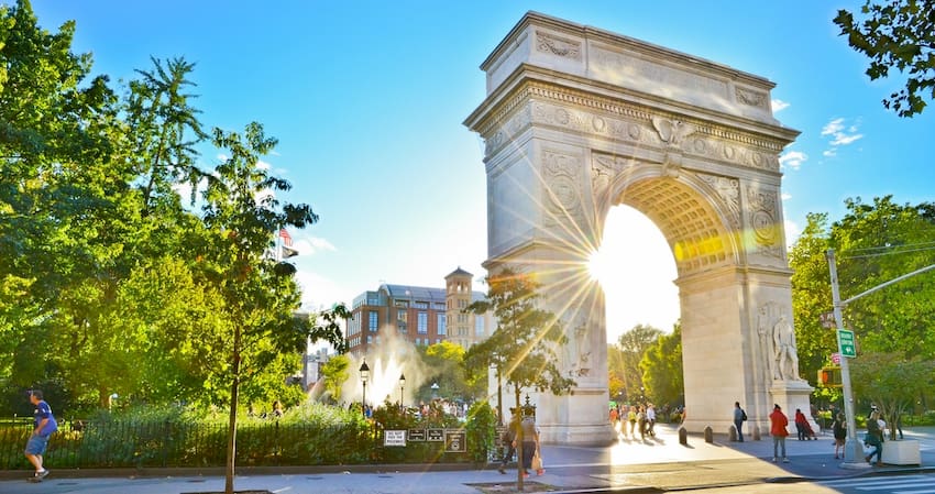 the Washing Square Arch in Washington Square Park In New York City