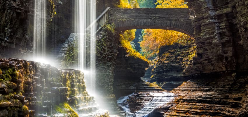 waterfall in letchworth state park new york