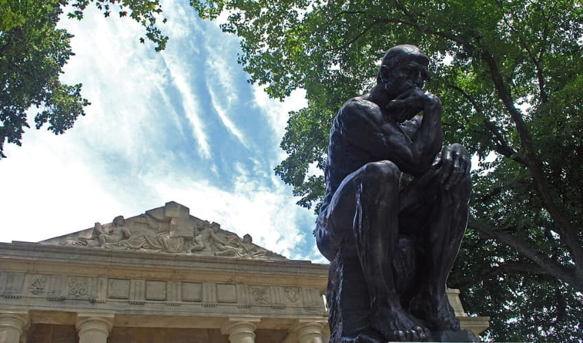 the thinker by rodin outside of the rodin museum in philadelphia