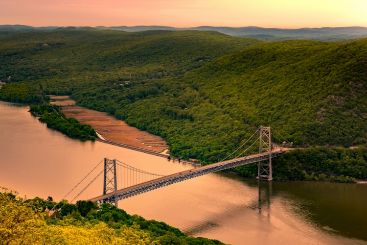 Sunset overlooking Bear Mountain State Park