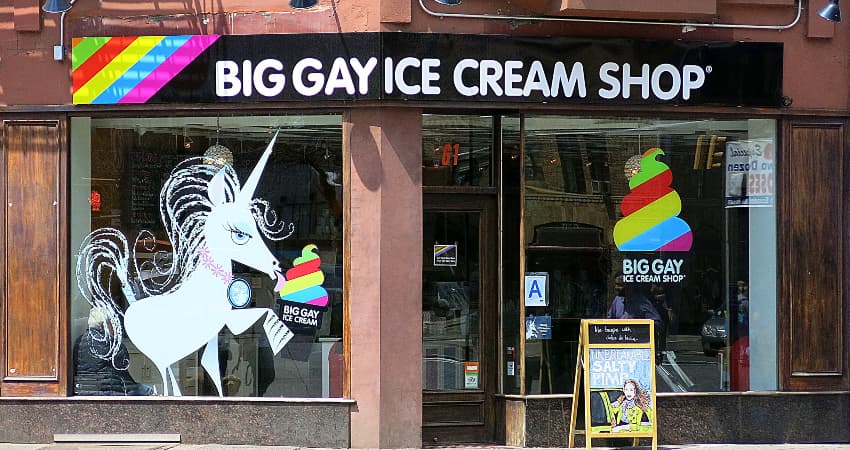 outside of the big gay ice cream shop in greenwich village