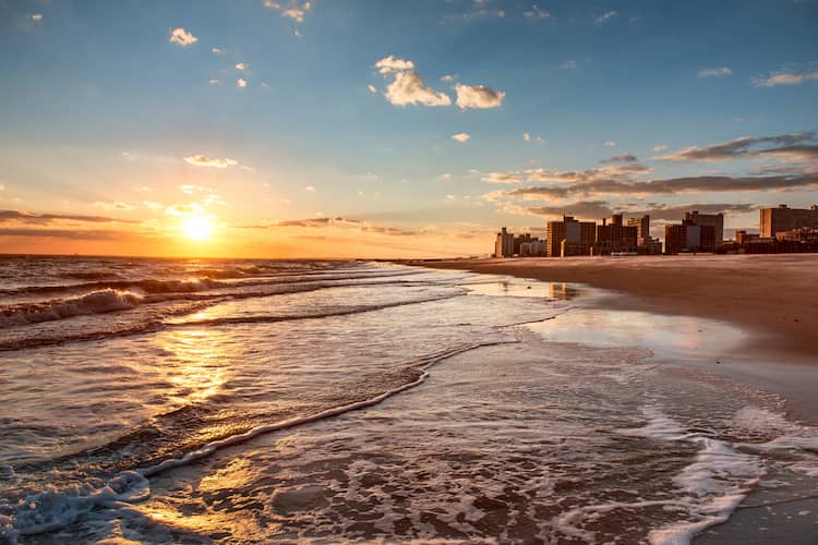 Brighton Beach at sunset