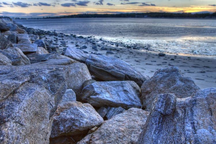 Rocks and water at Orchard Beach