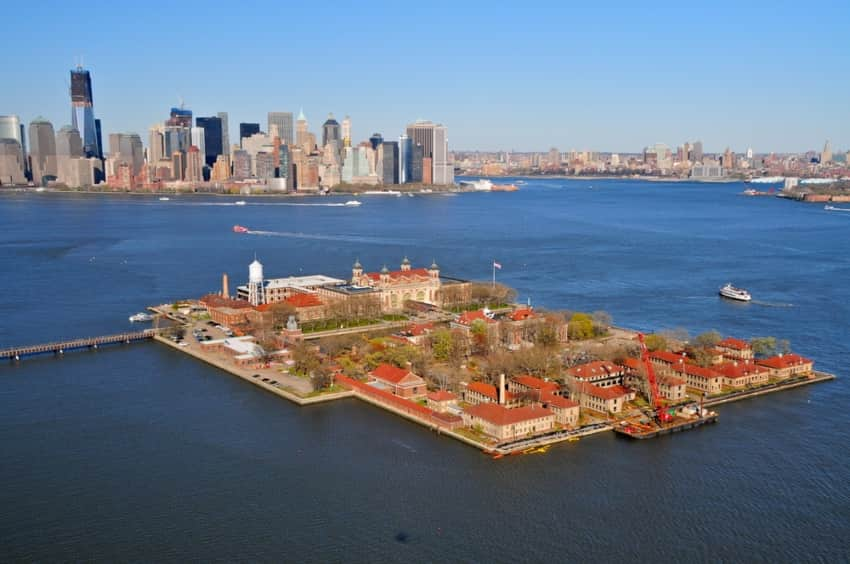 Aerial view of Ellis Island