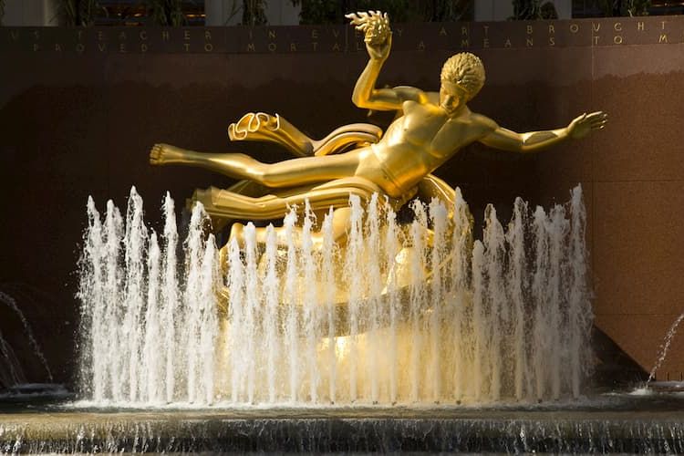 Prometheus fountain in Rockefeller Center