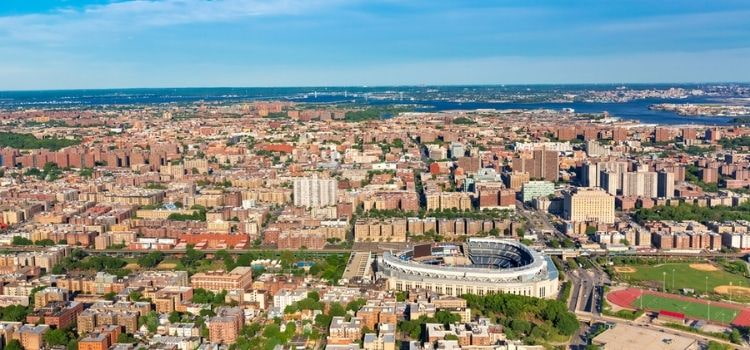 aerial view of the bronx, new york city