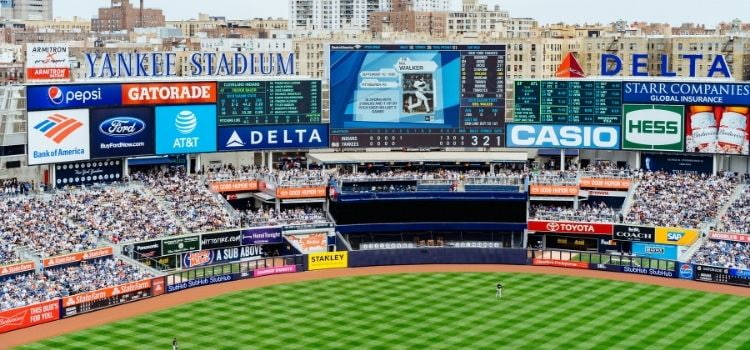 view of inside of Yankee Stadium outfield